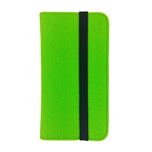 5.0 - 6.4" Universal Organizer for Smartpohone Bag made of felt Protective cover with pen, credit card holder. For Samsung, iPhone, Huawei, LG, ZTE, Asusu, BlackBerry (5.3" - 5.5", light green)