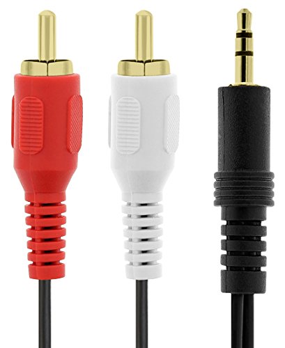 Fosmon 3.5mm to 2 RCA Plugs Stereo Audio Cable (25 FT), Auxiliary Y Splitter Adapter Male Jack to Male RCA Plugger Connectors for iPhone, iPod, iPad, Samsung, Android Smartphones, Tablets, Mp3 & More