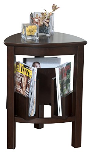 Ashley Furniture Signature Design Larimer End Table Chair Side Accent Table Triangular Dark Brown Finish