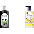Bioré Deep Pore Charcoal Face Wash, Facial Cleanser for Dirt and Makeup Removal From Oily Skin, 6.77 Ounce & Witch Hazel Pore Clarifying Acne Face Wash, Exfoliating Facial Cleanser