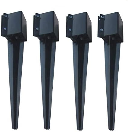 MTB Fence Post Anchor Ground Spike Metal Black Powder Coated 32"x6"x6", Pack of 4