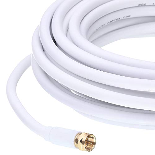 MIYAKO 25 Feet Coaxial Cable Double Shielded Braid F Type Gold Plated Connectors - White - Thumbnail 5