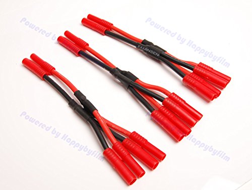 Pack(3) 4MM Parallel Charge Adapter 12awg Wire Heavy Duty for RC Turnigy HXT