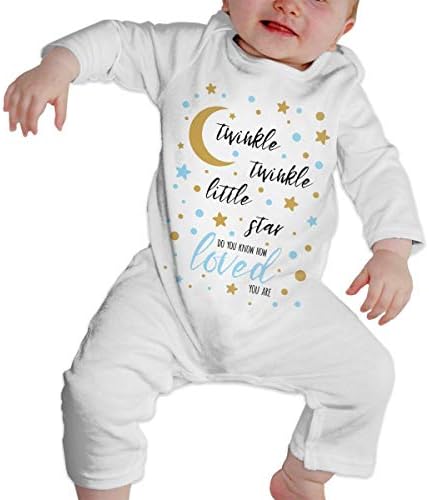 AucCen Baby's Twinkle Twinkle Little Star Jumpsuit Bodysuit Clothes, Long Sleeve One-Piece Coverall, 100% Organic Cotton