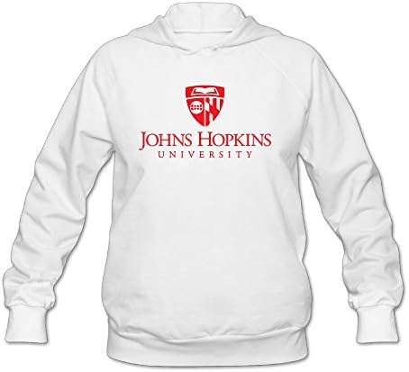 Women's Johns Hopkins University Logo Long Sleeve Hooded Sweatshirt Medium White