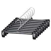 Titan Mall Pants Hangers 30 Pack 12inch Black Plastic Skirt Hanger with Non-Slip Big Clips and 360 Rotatable Hook, Durable and Sturdy Plastic Hanger, Elegant and Economical for Hanging Pants