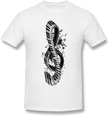 Swarz Men's Piano Note Treble Clef G Clef Music Art White T Shirt