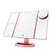 FUNTOUCH Makeup Vanity Mirror with 21 LED Lights, 10X/3X/2X/1X Magnifying Led Makeup Mirror with Touch Screen,Dual Power Supply,180° Adjustable Rotation,Countertop Cosmetic Mirror(Rose Gold)