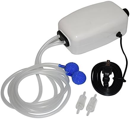 HuDieM Aquarium Air Pump 8W 110GPH Adjustable Oxygen Pump with 2 Air stones / 2M Silicone Tubes for 20-120 Gallon Fish Tank