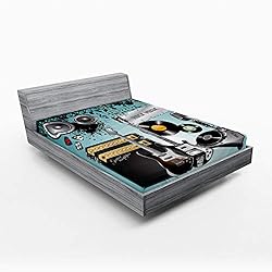 Ambesonne Rock Music Fitted Sheet, Concert Pattern