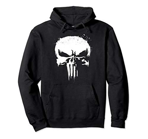 Marvel Punisher White Paint Splatter Skull Graphic Hoodie