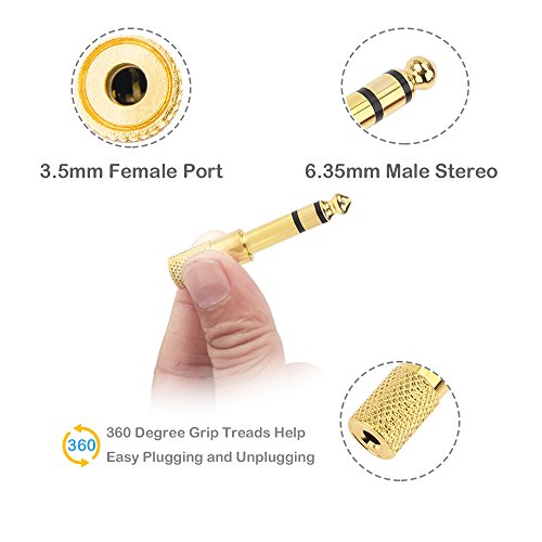 Quarter inch Adapter, 6.35mm (1/4 inch) Male to 3.5mm (1/8 inch) Female
