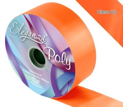 Eleganza 1 x Waterproof Poly Ribbon, Orange, 50 mm x 91 m