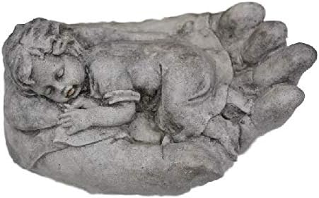 Cherub in Hand, Rosebud' Stone Garden Ornament or Memorial, Cornwall Stoneware, Home and Garden, Gift Idea