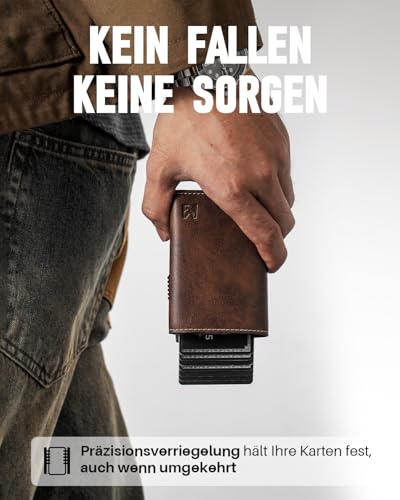 MYSHION Men's Wallet with Coin Compartment & RFID Protection, Smart Wallet with Viewing Window, Men's Wallet with 6 Card Slots for up to 11 Cards (Brown)
