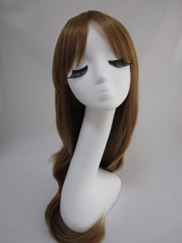 WY Blue Sky 31"80cm Light Brown Long Big Curly Wig Layered Medium Sythetic Costume Cosplay Wig for Women with Bangs Glamour + Free Wig Cap