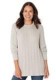 Women's Plus Size Crew Neck Cable Pullover