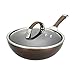 Circulon Symmetry Hard Anodized Nonstick Stir Fry Wok Pan with Lid, 9.5 Inch, Chocolate