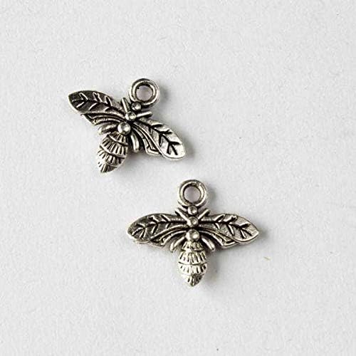 Cherry Blossom Beads Silver Pewter 13x16mm Flying Bee Charm - 10 per Bag