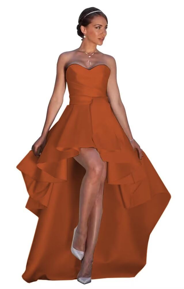 NLQ Satin Prom Dresses for Women Strapless High Low
