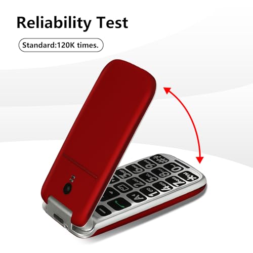 artfone G3 Pro Red - 4G LTE Flip Phone for Seniors?Unlcoked Flip Phone with SOS Button?Loud Speaker?Camera?Talking Clock?Photo Speed Dial? Hands-free?Dumb Phone?Charging Dock?Extended Battery Life