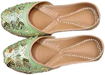 Aahara Partywear, Casual Handcrafted Punjabi Jutti/Mojri, Green