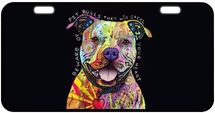 ANRYOil Painting Pit Bull Puppy Dog Metal License Plate for Car,Car Tag,Auto Tag 6.1" X 11.8"