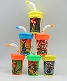 6 Zootopia Stickers Birthday Sipper Cups with lids Party Favor Cups