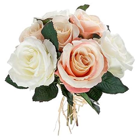 Paris Prix Bouquet De Fleur 7 Roses 30cm Rose Blanc