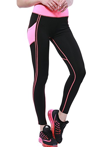 OVESPORT Women High Waist Ankle Length Workout Skinny Active Yoga Sports Leggings(2060Pink,S)