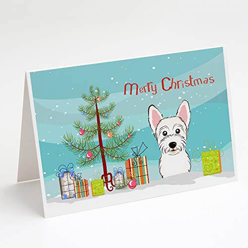 Caroline's Treasures BB1598GCA7P Christmas Tree and Westie Greeting Cards and E…