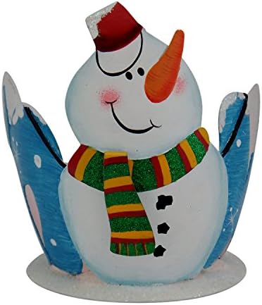 Holiday Snowman Metal Candle Holder - Snow Themed Home Decor
