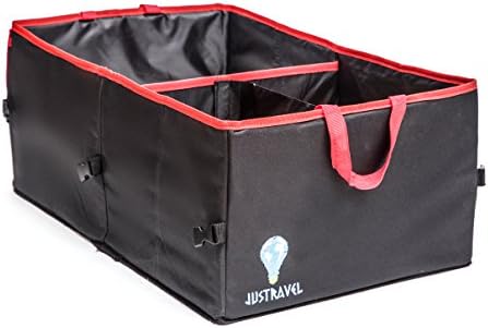 Multipurpose Auto Trunk/Backseat Organizer For Car, SUV, Minivan, Truck with Removable Divider, Extra side Pockets, Collapsible and reinforced Bottom Base. Durable Collapsible Cargo Storage