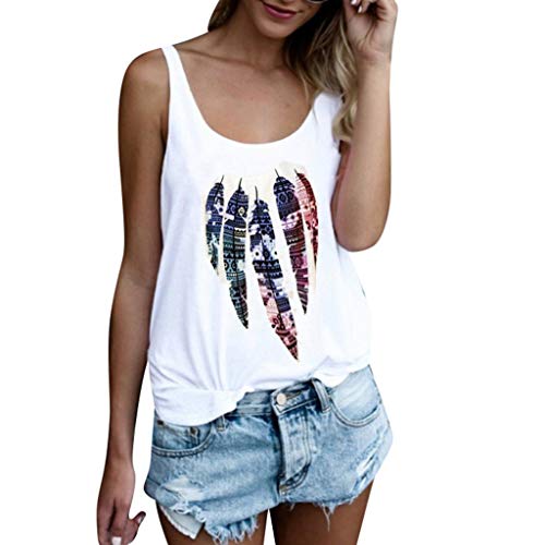 image for iYBUIA Women Special Feature Print Sleeveless Shirt, Loose Tank Top So