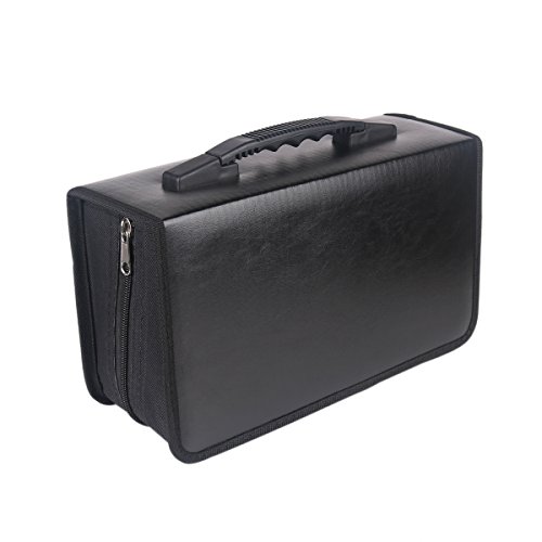 FORE CD/DVD Disc 128pcs PU Wallet Case for CD/DVD Carrying Storage 128 Capacity Color Black …