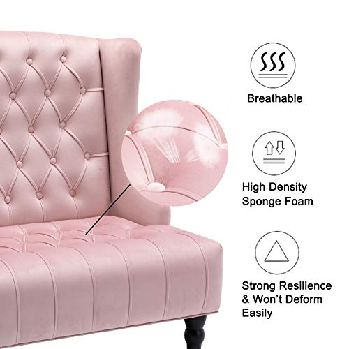 Artechworks Velvet Tufted High Back Loveseat Sofa for Living Room