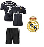 Non-Branded CR7 Cristiano Ronaldo #7 Jersey Gift Set Youth Real Black Dragon Jersey with Shorts and Ronaldo 7 Bag Kids Madrid Football Shirt Set