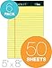 TOPS Docket Writing Tablet, 5 x 8 Inches, Perforated, Canary, Narrow Rule, 50 Sheets per Pad, 6 Pads per Pack (63351)