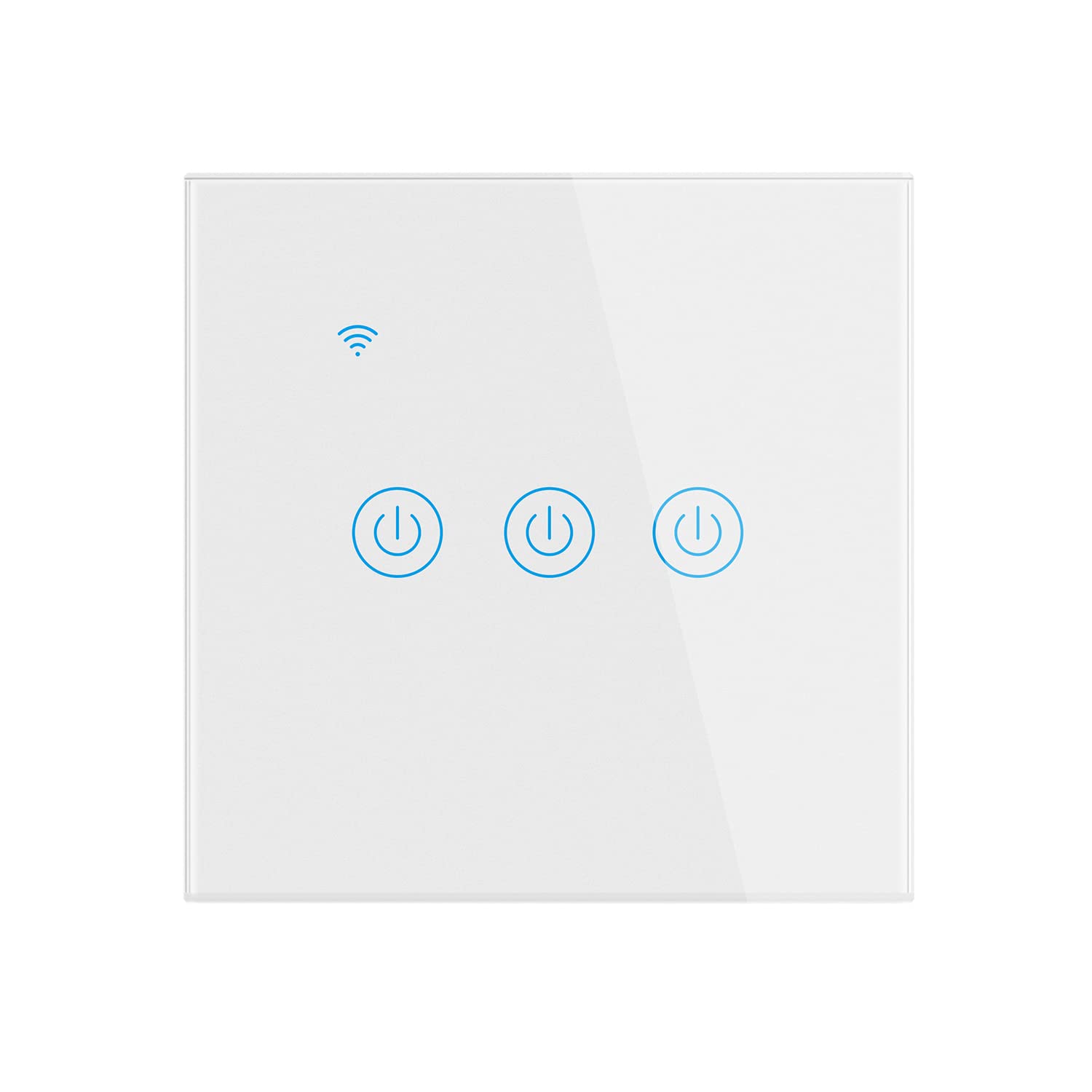 Lancoon Smart Light Switch, 86mm WIFI Touch Wall Light Switch with Tempered Glass Cover LED Indicator Support Family Sharing Remote Control Voice Control Timer Function (White, 3 Gang)