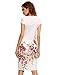 Romwe Women's Scoop-Neck Floral Short-Sleeve Knee Straight Dress, White, Medium