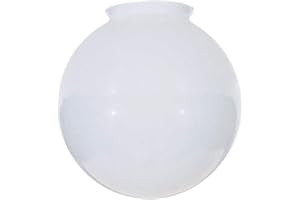 Satco 8x4 Sprayed Glossy White Ball Shade, 4-Inch Fitter, 8-Inch Diameter, Ball Shade Shape, Glass Bowl Material