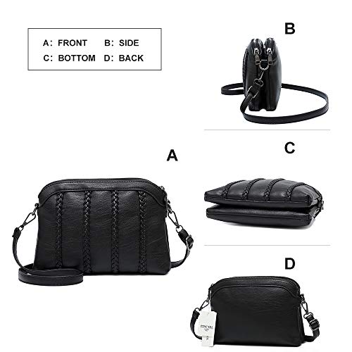 Crossbody Bag for Women Small Leather Phone Purse Wallet Shoulder Bag Trendy Ladies Wristlet Clutch(Black)