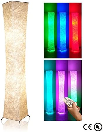 Ipowerbingo Natural Tyvek Fabric Originality Floor lamp Softlighting Home Minimalism Christmas gift(Style1-Slim+2 RGB 2.4G High RF Wireless Technology Color Changing LED Remote Control Smart Bulbs)