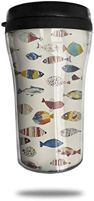 HJGKFL Whales with Anchors Marine Biology Pattern Ice Coffee Small Coffee Cup Carrying Hand Cup Reusable Plastic Curve Travel Cup Coffee Cup Asymmetric Men Children Teen Adult