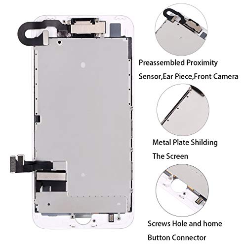 Screen Replacement for iPhone 7,LCD Display & Touch Screen Digitizer Replacement with Frame Spare Parts with Front Camera+Sensor Flex+ Earpiece Speaker + Repair Tools (4.7'') - Thumbnail 2