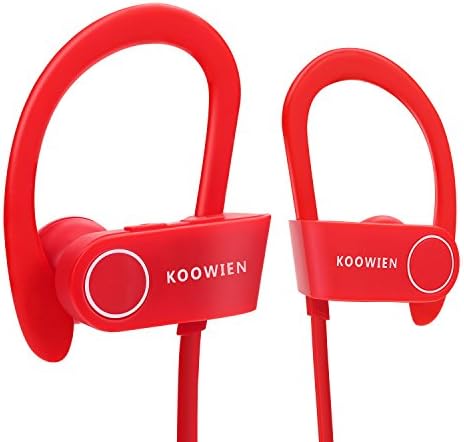 Bluetooth Headphones, KOOWIEN Bluetooth 4.1 Hands-free Calling Earbuds Wireless Stereo Running Headset Gym Sport Earphone with Built-in Mic for iPhone 7/7 Plus/iPad/Samsung Galaxy/HTC/LG - Red
