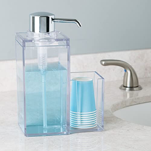 mDesign Modern Plastic Mouthwash Pump Caddy and Disposable Cup Holder