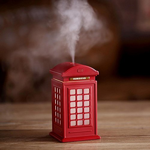 Highpot Humidifier Large Capacity Creative Telephone Booth Humidifier Retro Art Home Decor (Red)