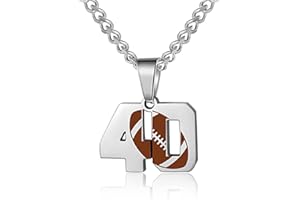 AIAINAGI Football Number Necklace for Boys Athletes Jersey Number Pendant Silver Stainless Steel Charm Number Chain Sport Jewelry Gift for Men