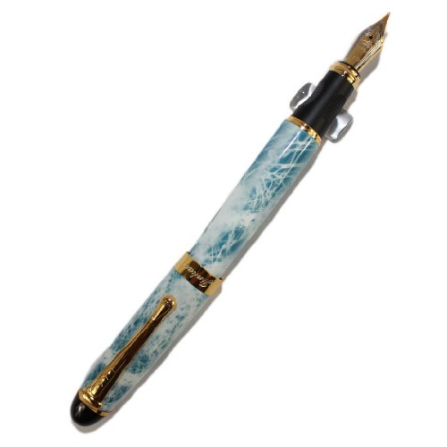 1 X Classi Cigar Golden Ring Fountain Pen, Pen Barrel Is Finished in Gray Mable Look with Push in Style Ink Converter